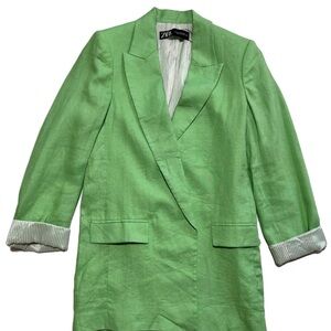 Zara Green Linen Blazer